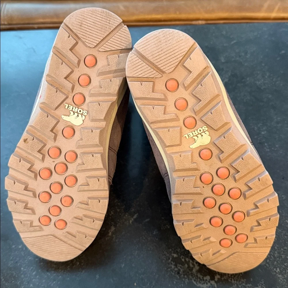 Sorel Kids Brown Boots with Orange Laces